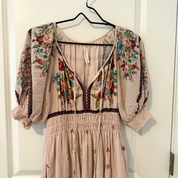 Anthropologie Somerset Puff sleeve blush pink maxi dress size S - Picture 3 of 11